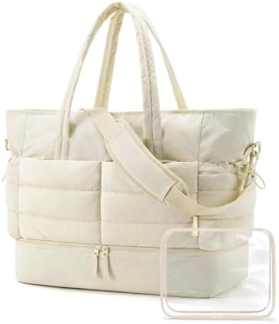 31lwyjzx10l. ac .jpg Bagsmart Puffer Reisetasche Damen Groß 38l Kliniktasche Geburt Wasserabweisend Handgepäck, 47*21*39cm Kamel Bagsmart Puf