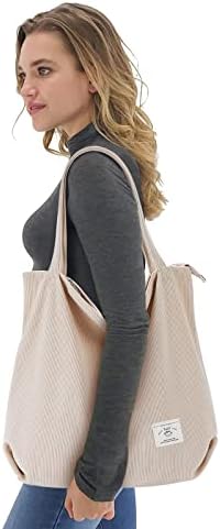 31s6qqqwwsl. ac .jpg KALIDI cord Tasche Damen Groß Shopper Tasche mit Reißverschluss für Arbeit und Büro