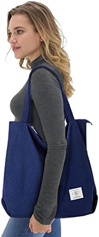 31hhzbbfhcl. ac .jpg KALIDI cord Tasche Damen Groß Shopper Tasche mit Reißverschluss für Arbeit und Büro