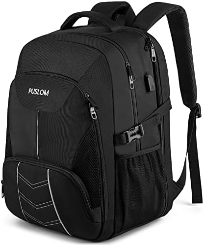 41 xjpzwizl. ac .jpg PUSLOM Extra Großer Wasserdichter Rucksack für Männer 55L Laptop Tasche mit USB Ladeanschluss Business Reisen Schwarz