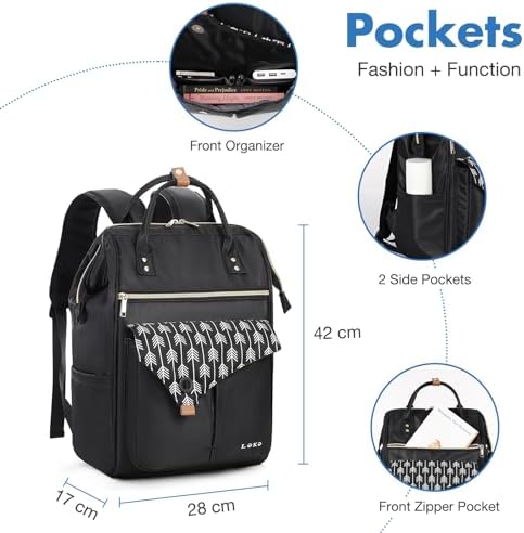 411vva9zzwl. ac .jpg Lekesky Damen Anti Diebstahl Rucksack mit Laptopfach & 15.6 Zoll Laptop, Arbeitsrucksack Schultasche & Tagepack, Grau L