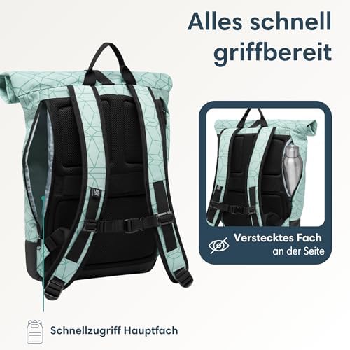 411x7jmiwtl. ac .jpg LARKSON Janne Rolltop Rucksack - Mit Laptopfach für Damen & Herren -Uni, Arbeit, Reise & Fahrrad - Tagesrucksack, Mittel