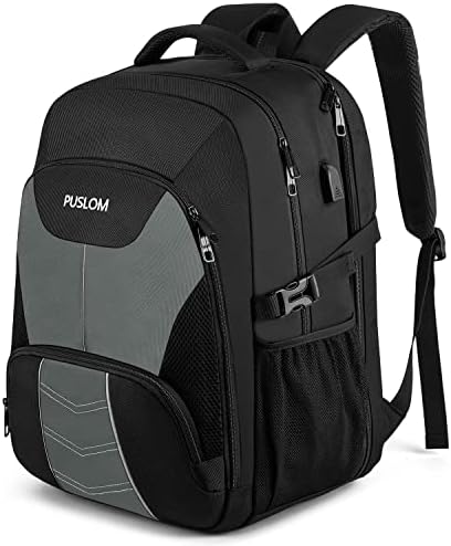 412w3urhl7l. ac .jpg PUSLOM Extra Großer Wasserdichter Rucksack für Männer 55L Laptop Tasche mit USB Ladeanschluss Business Reisen Schwarz