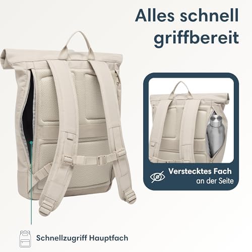 4149y5btztl. ac .jpg LARKSON Janne Rolltop Rucksack - Mit Laptopfach für Damen & Herren -Uni, Arbeit, Reise & Fahrrad - Tagesrucksack, Mittel