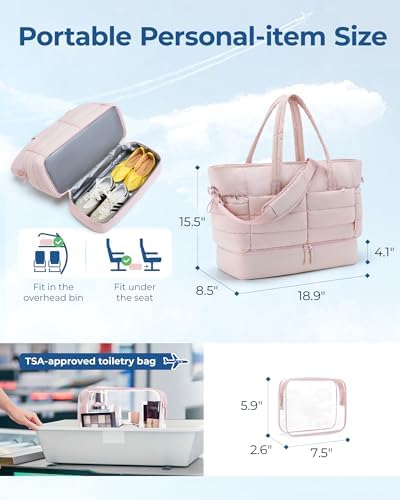416j2whw3gl. ac .jpg Bagsmart Puffer Reisetasche Damen Groß 38l Kliniktasche Geburt Wasserabweisend Handgepäck, 47*21*39cm Kamel Bagsmart Puf