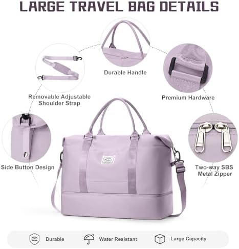 4178ebh4il. ac .jpg SEAFEEWasserdatenschützende Reisetasche Damen Fitnesstasche A11-Beige Braun