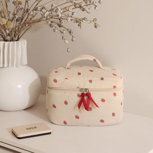 417ppa9yo2l. ac .jpg Niedliche Cord Kosmetiktasche Erdbeere für Damen und Mädchen Global Recycled Standard Kulturtasche und Reise Kulturbeu