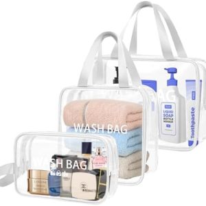ZIOSINM 3 Stück Reise Kulturbeutel Durchsichtig, Kulturgüten-Tasche Damen Kosmetiktasche, Flüssigkeiten & Hygieneartikel