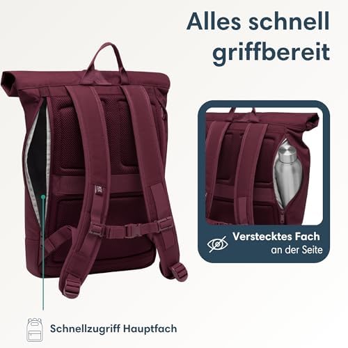 41eprdpkixl. ac .jpg LARKSON Janne Rolltop Rucksack - Mit Laptopfach für Damen & Herren -Uni, Arbeit, Reise & Fahrrad - Tagesrucksack, Mittel