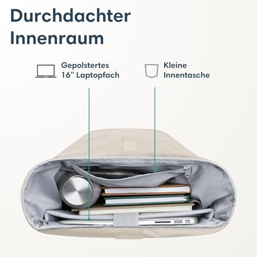 41ejm2k8o3l. ac .jpg LARKSON Janne Rolltop Rucksack - Mit Laptopfach für Damen & Herren -Uni, Arbeit, Reise & Fahrrad - Tagesrucksack, Mittel