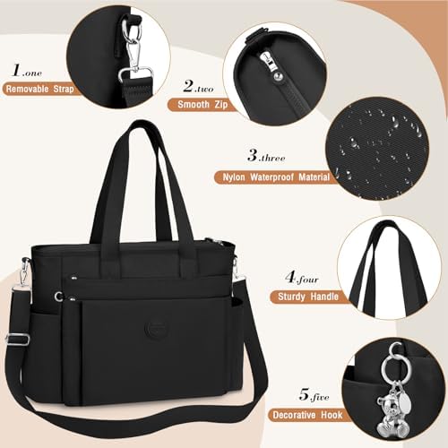 41euz0ivqzl. ac .jpg TEUEN Handtasche Damen Mittelgroß Leichte Henkeltaschen für Arbeit Reisen mit Reißverschluss Einkaufen Schule Shopper Cr