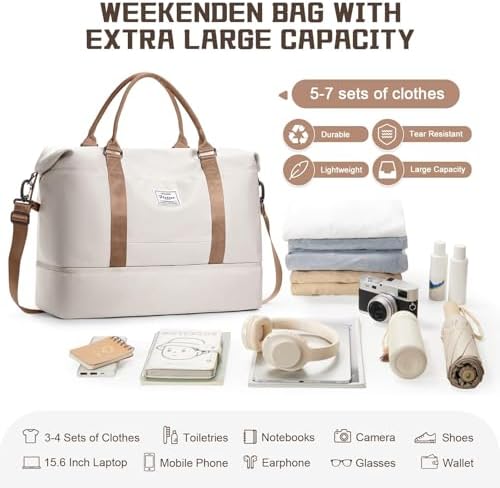 41ewrkibtwl. ac .jpg SEAFEEWasserdatenschützende Reisetasche Damen Fitnesstasche A11-Beige Braun