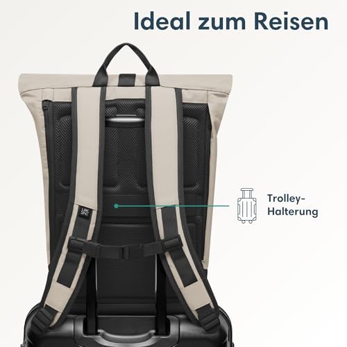41guyrxqf1l. ac .jpg LARKSON Janne Rolltop Rucksack - Mit Laptopfach für Damen & Herren -Uni, Arbeit, Reise & Fahrrad - Tagesrucksack, Mittel