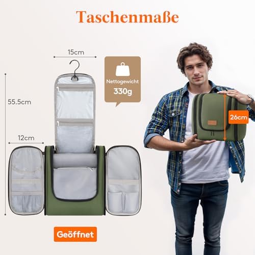 41hd arugjl. ac .jpg Lifewit Große Kulturbeutel Herren Wasserdicht Reisetasche Kosmetikkosmetiktasche Fächer Schwarz RCSS 100