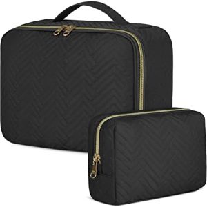 IGOLUMON Kulturtasche Damen zum Aufhängen Schwarz - wasserdicht - Große Make-up-Tasche für Reise - Kosmetiktasche - 2 St