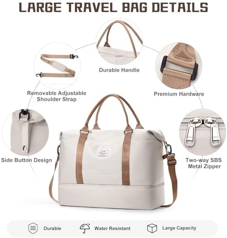 41jikozbuwl. ac .jpg SEAFEEWasserdatenschützende Reisetasche Damen Fitnesstasche A11-Beige Braun