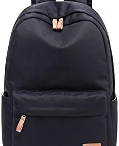 Joymoze Wasserdichter Schulrucksack für Teenager - Retro Freizeit Rucksack (Schwarz)