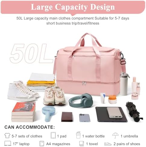 41llrwxgmel. ac .jpg SEAFEEWasserdatenschützende Reisetasche Damen Fitnesstasche A11-Beige Braun