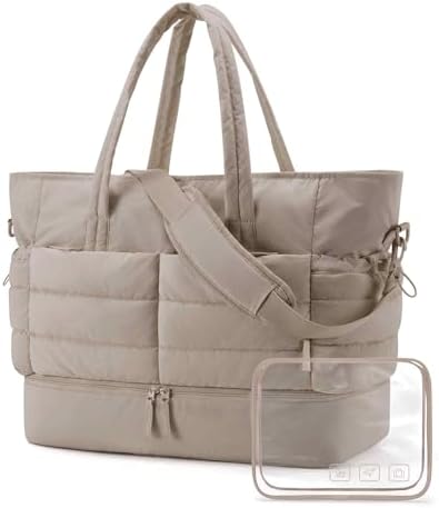 41mieqkzwl. ac .jpg Bagsmart Puffer Reisetasche Damen Groß 38l Kliniktasche Geburt Wasserabweisend Handgepäck, 47*21*39cm Kamel Bagsmart Puf