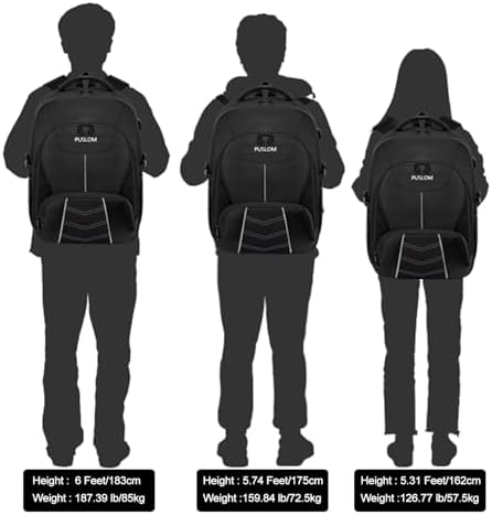 41penonz1pl. ac .jpg PUSLOM Extra Großer Wasserdichter Rucksack für Männer 55L Laptop Tasche mit USB Ladeanschluss Business Reisen Schwarz