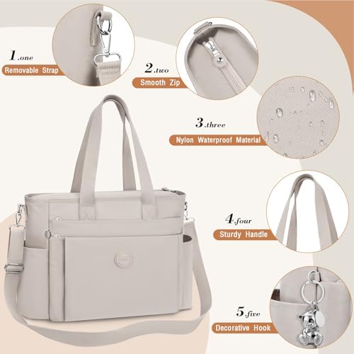 41sq3ze whl. ac .jpg TEUEN Handtasche Damen Mittelgroß Leichte Henkeltaschen für Arbeit Reisen mit Reißverschluss Einkaufen Schule Shopper Cr