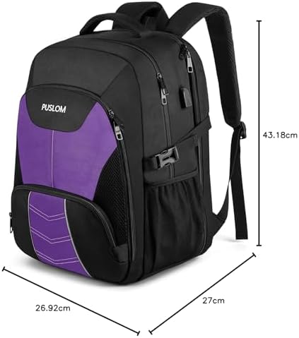 41stvshifbl. ac .jpg PUSLOM Extra Großer Wasserdichter Rucksack für Männer 55L Laptop Tasche mit USB Ladeanschluss Business Reisen Schwarz