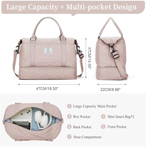 41uwklub0ol. ac .jpg SEAFEEWasserdatenschützende Reisetasche Damen Fitnesstasche A11-Beige Braun