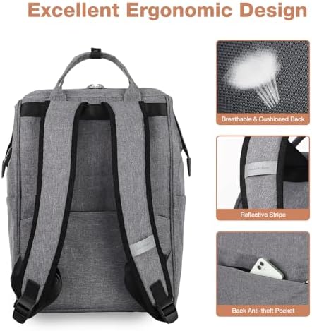 41ubmkk7vl. ac .jpg Lekesky Damen Anti Diebstahl Rucksack mit Laptopfach & 15.6 Zoll Laptop, Arbeitsrucksack Schultasche & Tagepack, Grau L