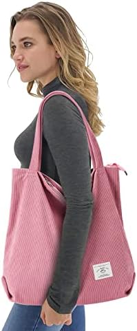 41xchbk8vl. ac .jpg KALIDI cord Tasche Damen Groß Shopper Tasche mit Reißverschluss für Arbeit und Büro