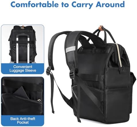 41xvxqlvakl. ac .jpg Lekesky Damen Anti Diebstahl Rucksack mit Laptopfach & 15.6 Zoll Laptop, Arbeitsrucksack Schultasche & Tagepack, Grau L