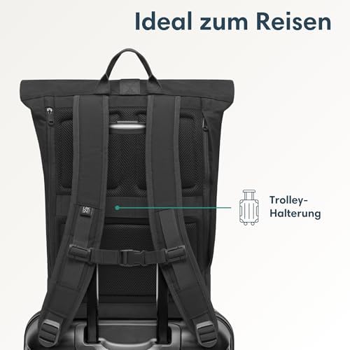 41yq3gjzwtl. ac .jpg LARKSON Janne Rolltop Rucksack - Mit Laptopfach für Damen & Herren -Uni, Arbeit, Reise & Fahrrad - Tagesrucksack, Mittel