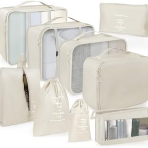 OBSGUMU Koffer Organizer Set – Reise Packtaschen mit Kosmetiktasche, Verpackungswürfel für Koffer, Reisedosen für Kleide