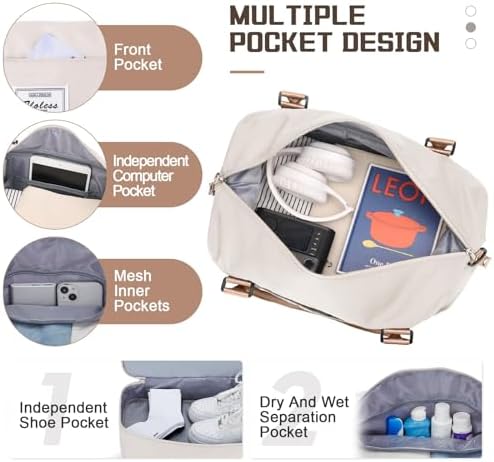 41d3zy84m6l. ac .jpg SEAFEEWasserdatenschützende Reisetasche Damen Fitnesstasche A11-Beige Braun