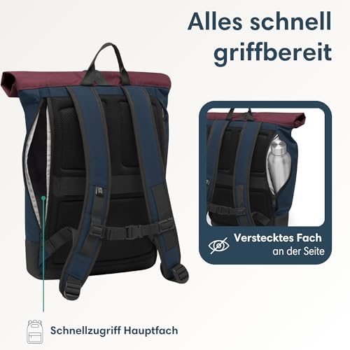 41e98f6zrrl. ac .jpg LARKSON Janne Rolltop Rucksack - Mit Laptopfach für Damen & Herren -Uni, Arbeit, Reise & Fahrrad - Tagesrucksack, Mittel
