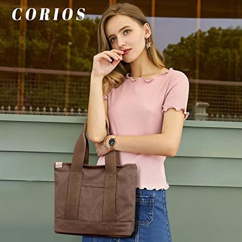 41gt i8ec9l. ac .jpg CORIOS Damen Tragetasche Große Kapazität Multifunktionale Schultertasche Casual Handtasche für Arbeit Schule Reise Weiß