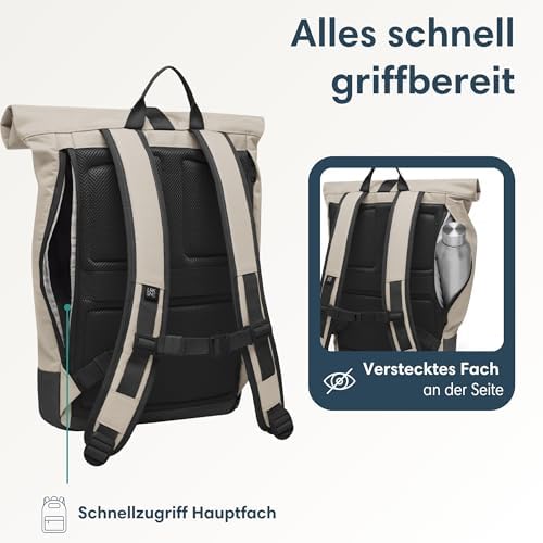 41gw emzmel. ac .jpg LARKSON Janne Rolltop Rucksack - Mit Laptopfach für Damen & Herren -Uni, Arbeit, Reise & Fahrrad - Tagesrucksack, Mittel