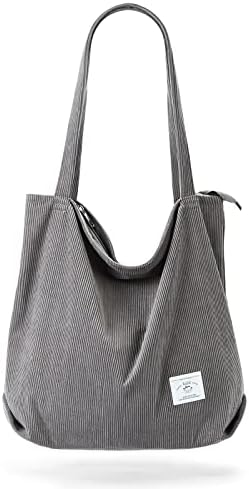 41hfwsrervl. ac .jpg KALIDI cord Tasche Damen Groß Shopper Tasche mit Reißverschluss für Arbeit und Büro