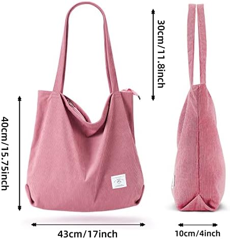 41lgcuocq1l. ac .jpg KALIDI cord Tasche Damen Groß Shopper Tasche mit Reißverschluss für Arbeit und Büro