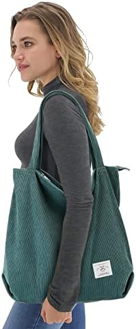 41laizzrtil. ac .jpg KALIDI cord Tasche Damen Groß Shopper Tasche mit Reißverschluss für Arbeit und Büro