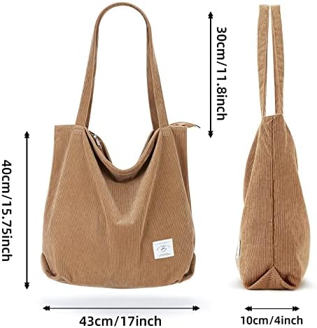 41nlikay7zl. ac .jpg KALIDI cord Tasche Damen Groß Shopper Tasche mit Reißverschluss für Arbeit und Büro