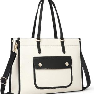 RAINSMORE Damen Handtasche Shopper Groß Canvas Laptoptasche 15,6 Zoll Groß Tote Bag für Büro Einkauf Reisen Frauen RAI