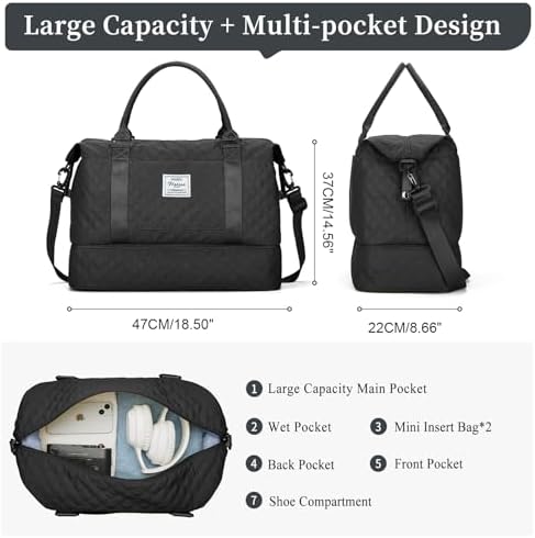 41php9d5cel. ac .jpg SEAFEEWasserdatenschützende Reisetasche Damen Fitnesstasche A11-Beige Braun