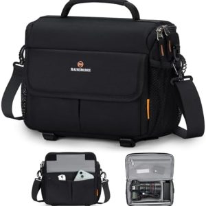 RAINSMORE DSLR/SLR Fototasche Wasserabweisend Stoßfeste mit Regenschutz-Hülle und Verstellbarem Gurt für Fotografen bei