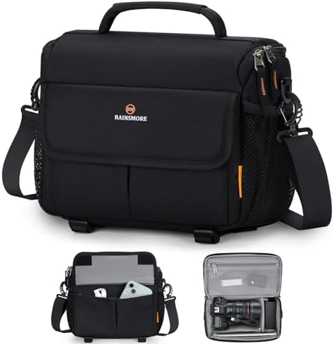 41qid2xebvl. ac .jpg RAINSMORE DSLR/SLR Fototasche Wasserabweisend Stoßfeste mit Regenschutz-Hülle und Verstellbarem Gurt für Fotografen bei