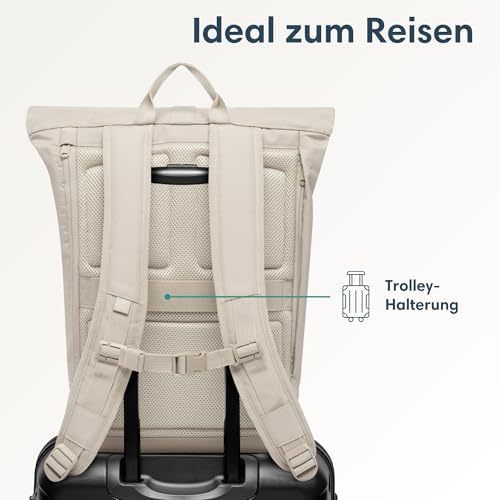 41sw0z3m9zl. ac .jpg LARKSON Janne Rolltop Rucksack - Mit Laptopfach für Damen & Herren -Uni, Arbeit, Reise & Fahrrad - Tagesrucksack, Mittel
