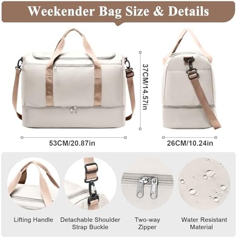 41tqaqlj3ul. ac .jpg SEAFEEWasserdatenschützende Reisetasche Damen Fitnesstasche A11-Beige Braun