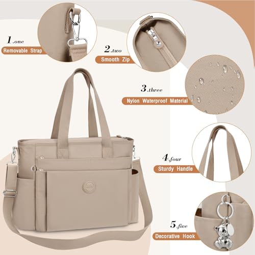 41ubflosrnl. ac .jpg TEUEN Handtasche Damen Mittelgroß Leichte Henkeltaschen für Arbeit Reisen mit Reißverschluss Einkaufen Schule Shopper Cr