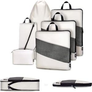 Carttiya Koffer Organizer Kompression Set für Reisende, Compression Packing Cube, Komprimierbare Packwürfel zur Organisa
