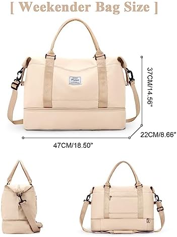 41wprck3a4l. ac .jpg SEAFEEWasserdatenschützende Reisetasche Damen Fitnesstasche A11-Beige Braun