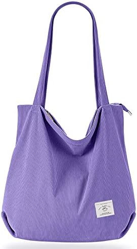 41wt8yotll. ac .jpg KALIDI cord Tasche Damen Groß Shopper Tasche mit Reißverschluss für Arbeit und Büro
